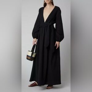 Mara Hoffman Luna Coverup Maxi Wrap Dress Black Size Small